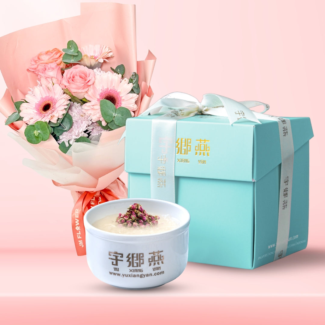 PINK ROSE BOUQUET W CONCENTRATE BIRDNEST