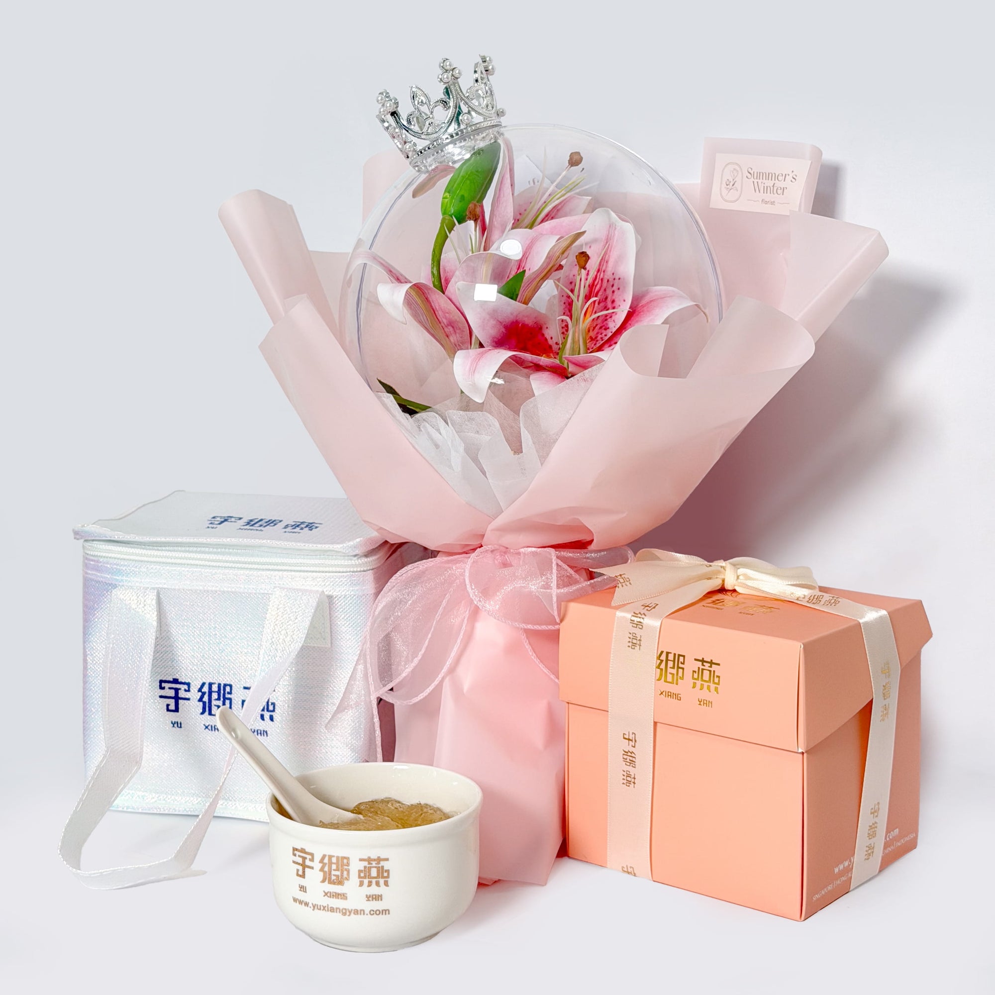 Concentrate Bird's Nest with Lilies Crystal Bouquet