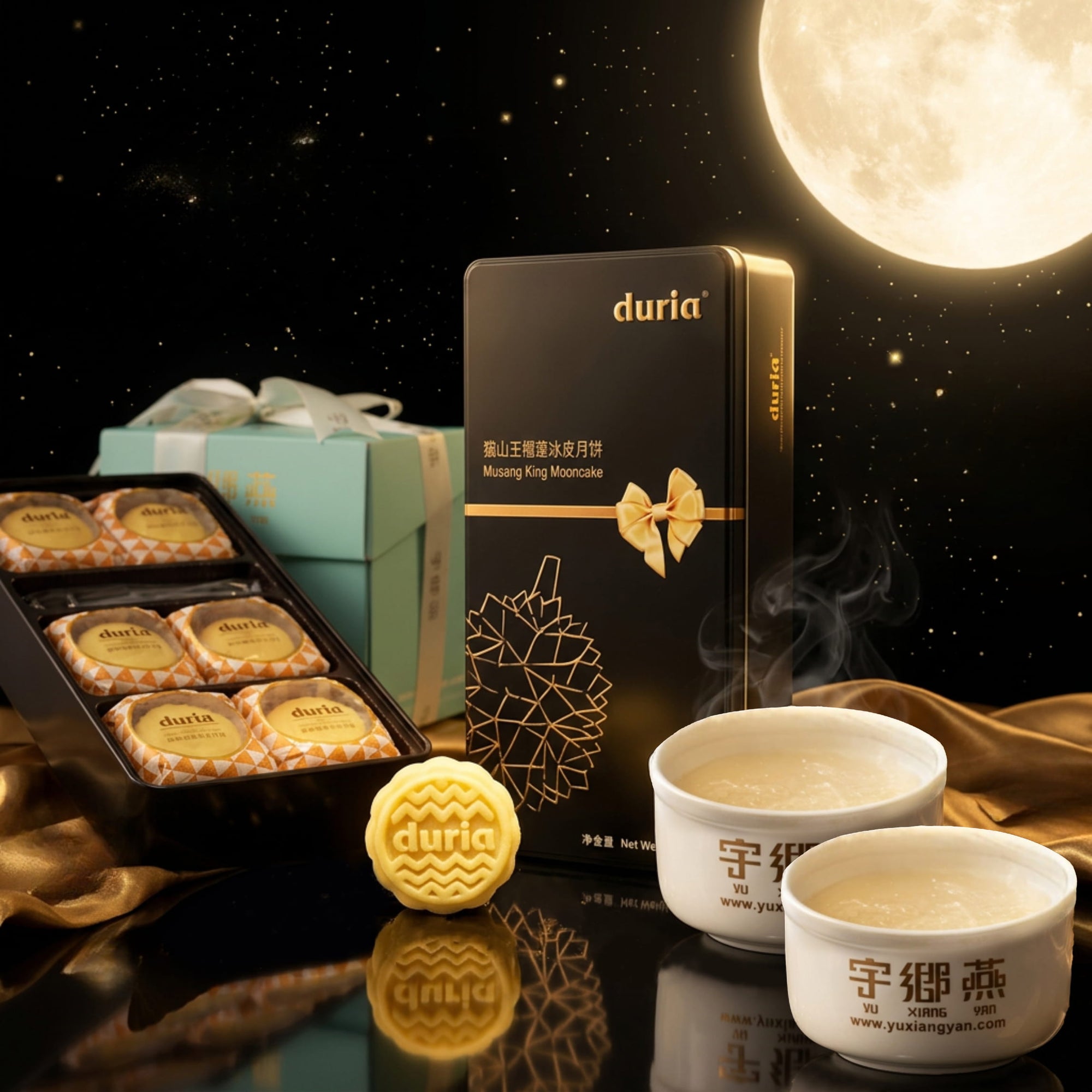 2 Bowl Concentrate Bird's Nest with Durian Snowskin Mooncakes
