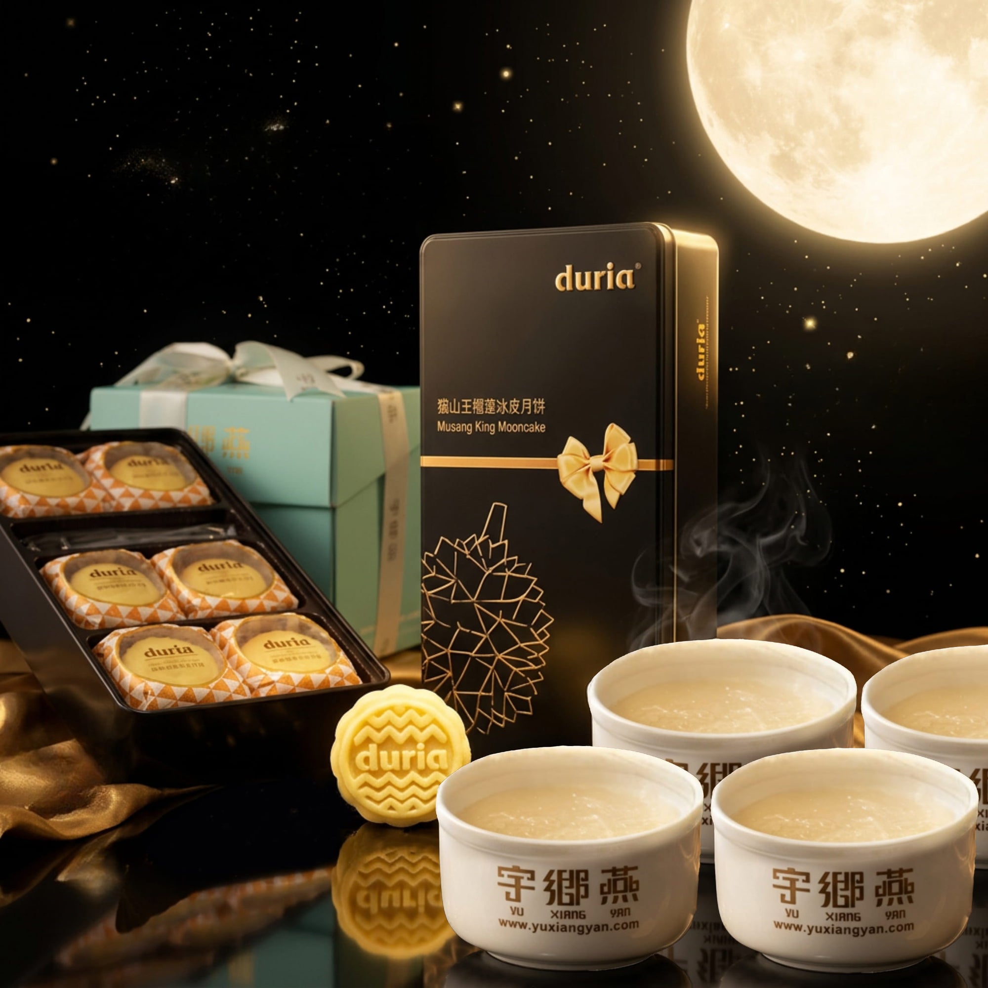 2 Bowl Concentrate Bird's Nest with Durian Snowskin Mooncakes